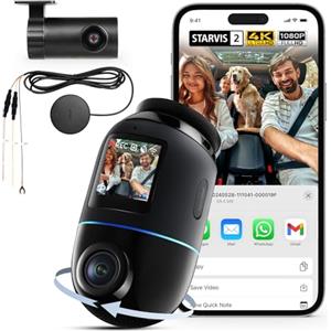 70mai Dash Cam 4K Omni con 4G Kit di Cablaggio Rigido, 4K+1080P Dashcam Auto 360 Gradi, Telecamera per Auto Atti Vandalici con Monitoraggio 24h/Rilevamento AI, 5GHz WiFi6 GPS, ADAS, Max 512G