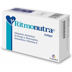 Ritmonutra, Integratore Alimentare per Supportare la Salute del Cuore e la Funzione Cardiaca, Antiossidante, a Base di Omega-3, Biancospino, Astaxantina e Vitamina E, 30 Capsule Softgel