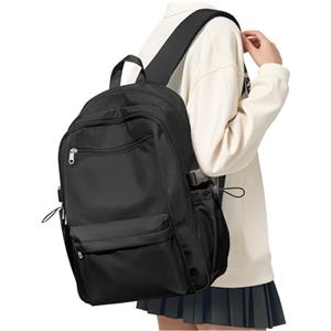 BOXSAM Zaino Scuola Superiore Uomo Zaino da Università Impermeabile Ragazzo Zaini per Scuola Superiore Media Leggero Resistente College Casual Backpack Nero