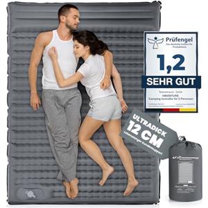 HIKENTURE 12 cm doppio materassino ultraleggero da campeggio per 2 persone, gonfiabile, materassino gonfiabile, materasso ad aria, letto da campeggio con pompa a pedale per attività all'aperto