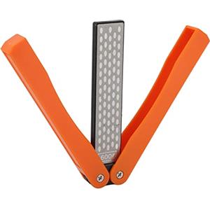 Tnfeeon Asta per Affilare i Coltelli Professionale in Acciaio Al Carbonio Diamantato Cucina Casa o Caccia Master Chef Hunter o Asta per Affilare Gourmet da Casa o Bastone Pieghevole a Doppia Faccia(Arancia)