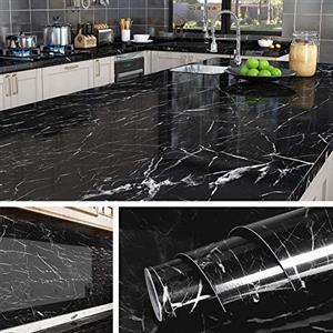 Livelynine Carta Adesiva Effetto Marmo 90 CM x 500CM Grande Pellicola di Marmo per Scrivania Pellicola Adesiva per Tavolo Top Cucina Piano Lavoro Adesivi per Cucina Carta Autoadesiva in Vinile