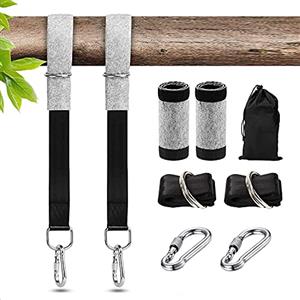 xocome Cinghie per Amaca All'aperto, Attacco per Altalena Kit 2 x 300 cm, con 2 Moschettoni e Anelli a D, 2 Imbottitura Protettiva per Alberi, Contiene Fino a 800kg per Amache e Altalene da Campeggio