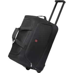 OIWAS Borsa da viaggio con ruote piccole, 50L-60L, trolley da lavoro, bagaglio a mano, borsa sportiva Weekender da donna e da uomo, Nero puro