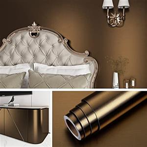 Livelynine Carta Adesiva per Mobili Color Oro Lavabile Pellicola Adesiva per Mobili Cucina Armadio Cassetti Frigorifero Lavatrice Adesivi per Mobili Oro Paraschizzi Cucina Adesivo Metallo 40CMx2M