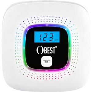 OBEST Rilevatore di monossido di carbonio, con display digitale e funzionamento a batteria sostituibile, rilevatore di CO, con pulsante di test e spia di stato a LED