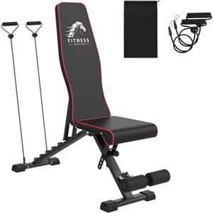 Dskeuzeew Panca Palestra Multifunzione con Borsa, Panca Pieghevole Salvaspazio per Allenamento in Casa Regolabile Piana e Inclinata, Schienale 7 Posizioni e Cuscino 4 Posizioni, Carico 300 kg