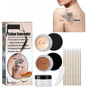 Nexolla 2 Pezzi Correttore per Tatuaggi, Scar Tattoo Correttore, Trucco Corpo Voglia Cicatrice Macchie Copertura Crema, Set di Crema per la Copertura del Trucco dei Punti Nascosti Della Vitiligine