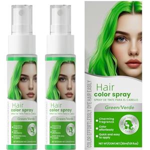 Clawrex Colore temporaneo per capelli, S-pray, 2 lacca per capelli, colore liquido, S-pray, colorata, per Halloween, carnevale, cosplay (verde)