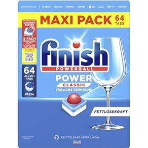 Finish Power Classic - Pastiglie per lavastoviglie Maxi Pack, 64 pastiglie