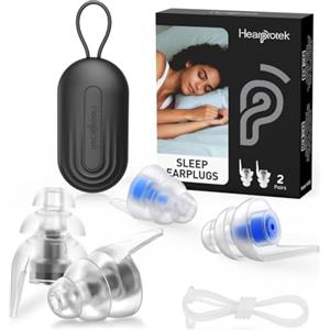 Hearprotek Tappi per le orecchie per dormire, 2 paia di tappi per le orecchie da 36 dB, per la notte contro il russare e il rumore, in silicone, protezione per le orecchie per il lavoro, per il sonno