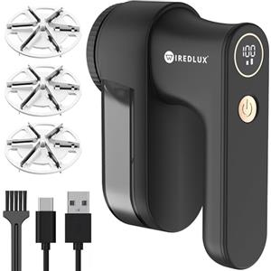 WiredLux Leva Pelucchi Elettronico Ricaricabile per Vestiti e Maglioni - Levapelucchi/Togli Pelucchi Elettrico con 3 velocità, display LED, ricarica USB - Portatile con doppia protezione