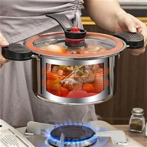 Tidevib Pentola a pressione in acciaio inox da 3,5 l, con interno antiaderente per stufatura e cottura a vapore veloci, compatibile con fiamme libere, 23,5 x 12 cm