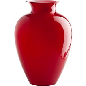 VENINI VASO LABUAN IN VETRO DI MURANO ROSSO - H.38,5 CM, D.27,5 CM, DESIGN ISPIRATO ALL'ORIENTE