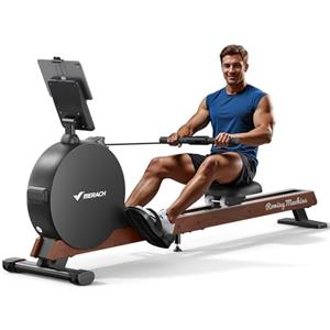 MERACH Vogatore per Casa, autogenerazione, resistenza magnetica di picco migliorata di 60 kg, regolazione automatica della resistenza, doppie guide in legno, display LED, professionale