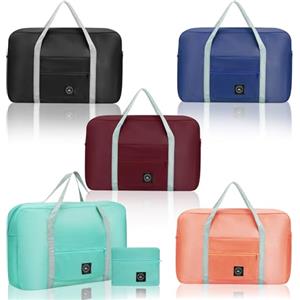 MOAMUN 5 Pezzi Borsone Da Viaggio Pieghevole, Borsa Da Viaggio Pieghevole Leggero e Impermeabile Bagaglio a Mano, Borsone Palestra Donna Uomo Per Shopping Nei Fine Settimana Di Vacanza (Colori Misti)