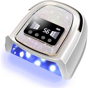 Asimebesty Lampada Unghie UV LED Professionale per Gel e Semipermanente, 120W Fornetto Unghie con 4 Timer 30/60/90/120S, Sensore Automatico Display LCD AS-2502W