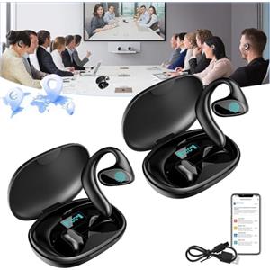 Homaskylynn Meacode Traduttore, Meacode Ai Translation Earbuds, Cuffie Traduzione Simultanea, Auricolari Traduttore Simultaneo, 144 Lingue, Funzione Offline, Ideali Per Viaggi/Affari/Apprendimento(Blackx2)