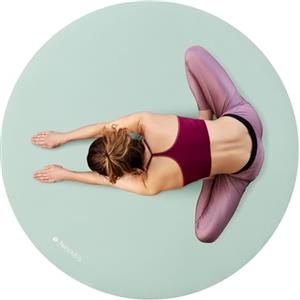 Navaris Tappeto Yoga Rotondo Ø 120 cm - Tappetino Fitness Antiscivolo - Yoga Mat Grande - per Meditazione Esercizi Allenamento Palestra - Colore Verde Menta