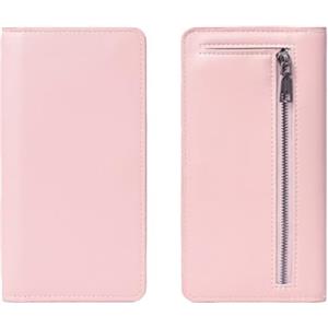 Belijoeuri,Portafoglio Lungo per Donna Rosa con Cerniera, Portafoglio compatto donna,Scomparto per Foto, Portabanconote, Portacarte e Portamonete, Design Antiscasso, Elegante e alla Moda