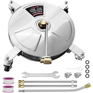 JAOGAUS Idropulitrice per Superfici Diametro, 15" Acciaio Inox Idropulitore con 4 Ruote, 3 Aste di Prolunga, Idropulitore per Pavimenti Superficie Giardino