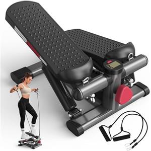 JASPORT ST1 Mini stepper per casa, 2 in 1 Up-Down Swing Stepper con Power Ropes, display LCD, resistenza regolabile, allenamento gambe e braccia, silenzioso e compatto, carico massimo 100 kg