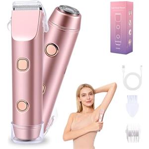 Carehabi 2 in 1 Rasoio Elettrico Donna & Bikini Trimmer - IPX7 Impermeabile, Rasoio Zona Intima Donna Indolore, Depilatore Viso, USB Ricaricabile per Corpo, Inguine, Ascelle & Gambe