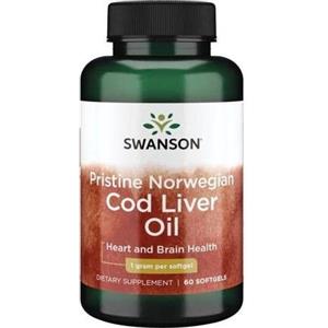 Swanson Olio di Fegato di Merluzzo Norvegese 1000 mg - 60 Capsule Molli con Omega-3, Vitamina A e D