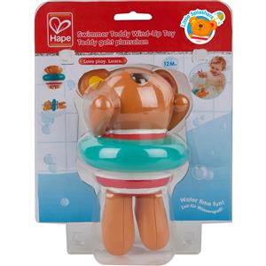 Hape Orsetto Nuotatore Teddy - Giocattolo da Bagno Galleggiante a Carica Manuale per Divertimento in Vasca e Piscina