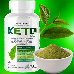 J.ARMOR Keto - Integratore Brucia Grassi Potente e Veloce con Tè Verde, MCT e Caffeina, 120 Capsule