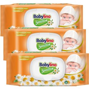 Babylino Salviette Neonato Sensitive - 162 Salviettine con profumazione alla Camomilla, formula 98% Naturale e chiusura salva-freschezza