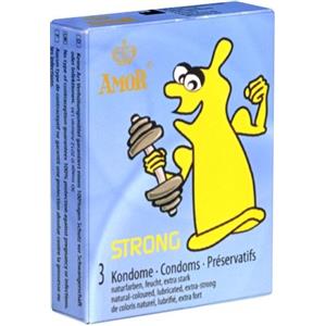 AMOR Preservativi Extra Resistenti Strong - 3 pz, Lattice, Spessore Extra, Lubrificati, Forma Cilindrica