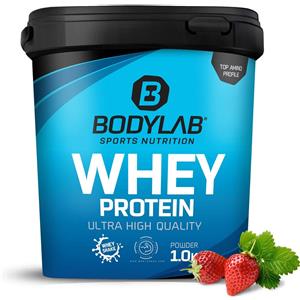 Bodylab24 Whey Protein Powder Fragola 1kg - 80% Proteine, Senza Aspartame, Ideale per Muscoli più Forti