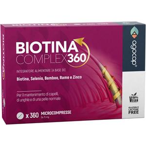 Agocap BIOTINA - COMPLEX 360 Mini Compresse per Crescita e Salute di Capelli, Unghie e Pelle con Biotina, Zinco e Selenio