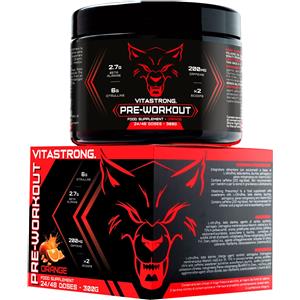 Vitastrong Pre Workout Potente 300g - Integratore Vegan con L-Citrullina, Beta Alanina, Caffeina e Taurina, Made in Italy