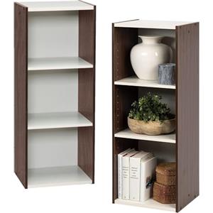 Iris Ohyama, Mobile portaoggetti, Libreria, Lotto di 2 piccoli elementi con 3 ripiani modulari, Moderno, Libri, CD, Ufficio, Camera da letto, Soggiorno, UB-9035, Marrone