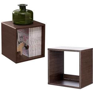 Iris Ohyama, Libreria, Lotto di 2 mobili d'appoggio, Scaffali rimovibili, Design, Moderno, Ufficio, Camera da letto, Salotto - QR-34 - Marrone