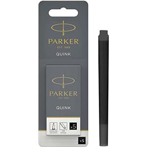 Parker Quink Ricariche per Penne Stilografiche | Cartucce Lunghe | Nero | Confezione da 5