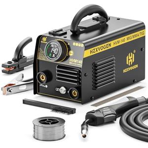 H HZXVOGEN Saldatrice A Filo No Gas 140A 230V 3 in 1 Inverter Filo Animato MIG/MMA/Lift TIG Mini Multiprocesso Portatile Elettrodo Saldatrice HVM140