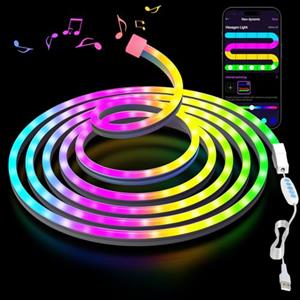 KIMIMARA Neon Striscia LED 1M - Striscia LED Flessibile in Silicone con APP, Sincronizzazione Musica, Forma DIY, Camera, Cortile, Giardino, Patio, Gaming, Decorazione Festa