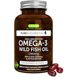 Igennus Healthcare Nutrition Omega 3 IFOS 5 Stelle 1000mg, Olio di Pesce Ultra Puro ad Alto Dosaggio, EPA 670mg & DHA 330mg, Trigliceride rTG Omega-3 Acidi grassi, 180 Softgel, Testato sicuro per mercurio, PCB e diossine, Igennus