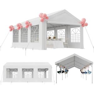 TRIUMPHKEY Tendone per Feste 4x6,Gazebo da Giardino UV 50+,Gazebo Esterno Resistente,Tendone da Esterno per Matrimoni, Feste, Raduni, Riunioni in Giardino,Bianco