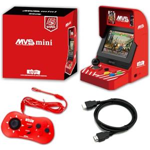 UNICO MVS Mini Arcade e set di Controller Rossi [Cavo HDMI Incluso], Precaricati con 45 Giochi SNK con Licenza Ufficiale, Including The King of Fighters etc., Regali per Adulti e Bambini