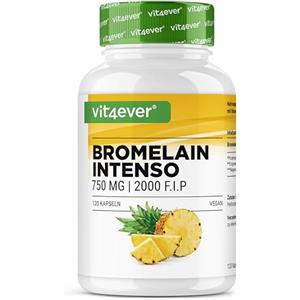 Vit4ever Bromelina Intenso - 750 mg (2000 F.I.P) - 120 capsule rivestite con enterici - Estratto naturale di ananas - Testato in laboratorio - Vegano - Altamente dosato
