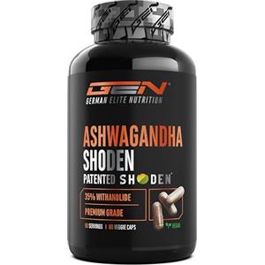 GEN GERMAN ELITE NUTRITION Ashwagandha Shoden® - 35% glicosidi withanolidi - Estratto brevettato di radice di ashwagandha - Elevata biodisponibilità, altamente dosato, vegano - 60 capsule