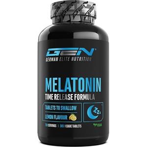 GEN GERMAN ELITE NUTRITION Melatonina Time Release - 365 compresse da succhiare al gusto limone - Rilascio ritardato grazie a Sepismart® SR - 0,5 mg per porzione - Vegano e altamente puro