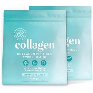 Alpha Foods Collagene in Polvere | Collagen Peptides Idrolizzato Puro con Acido Ialuronico | Integratore Collagene da Bere | Colageno Donna e Uomo | Non Aromatizzato | 2x 400g | Alpha Foods