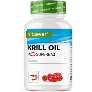 Vit4ever Krill Oil - 120 Capsule - Premium: Superba Antarctic Krill Oil - Ricco di EPA + DHA + Astaxantina + Fosfolipidi + Acidi grassi Omega 3 - Da coltivazione sostenibile.