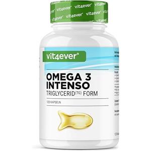 Vit4ever Omega 3 Premium - 120 capsule con contenuto di omega-3 all'80% - in forma trigliceride - accuratamente purificato e da pesca sostenibile - senza additivi inutili