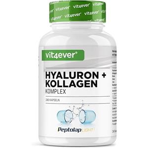 Vit4ever Complesso di acido ialuronico e collagene - 240 capsule - Premium: Con biotina bioattiva, selenio, zinco, vitamina C naturale da acerola e silicio da bambù